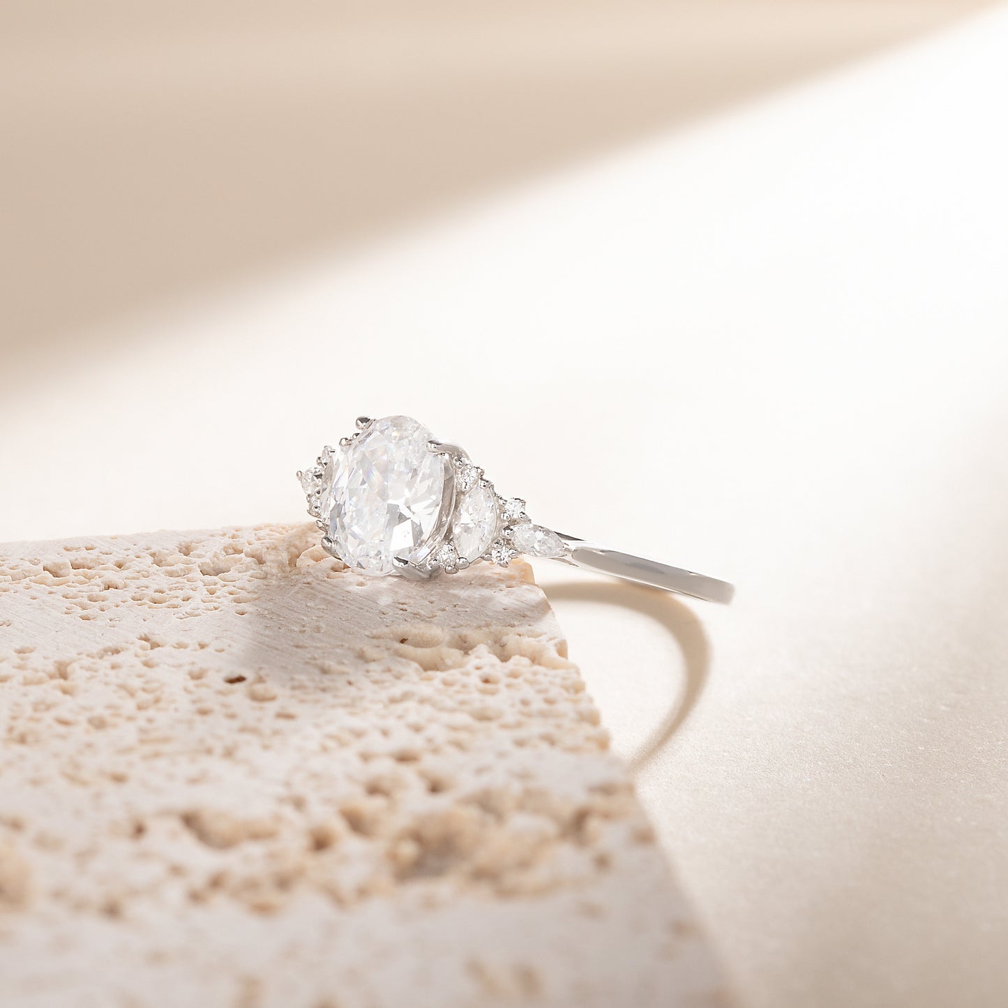 Vintage Style Art Deco 925 Sterling Silver Oval & Marquise Cut Cubic Zirconia Engagement Ring