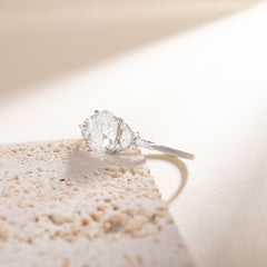 Vintage Style Art Deco 925 Sterling Silver Oval & Marquise Cut Cubic Zirconia Engagement Ring