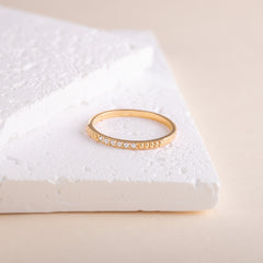 Women Dainty 18K Gold Vermeil Silver CZ Promise Ring of Stacking Ring