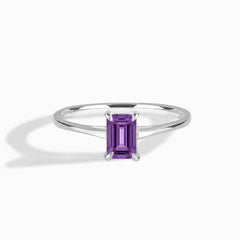 Solene White Gold Amethyst Solitaire Ring
