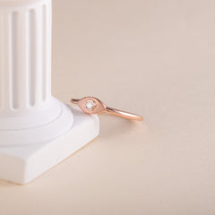 Damen 18 Karat Roségold Vermeil Silber Solitär Zirkonia Evil Eye Schutzring