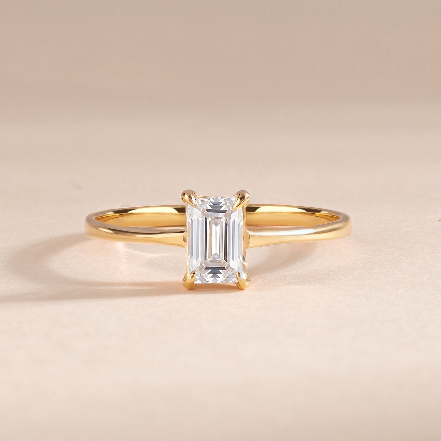 Delicate Solitaire 18k Yellow Gold Vermeil Baguette Cut CZ Engagement Ring for Her