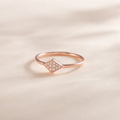 Women Dainty 18k Rose Gold Vermeil Silver CZ Promise Ring for Her