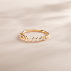 Dainty 18k Yellow Gold Vermeil Cluster CZ Wedding Band or Stacking Ring
