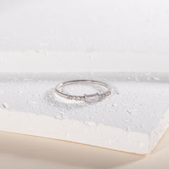 Dainty Elegant 925 Sterling Silver Baguette Cut CZ Engagement Ring