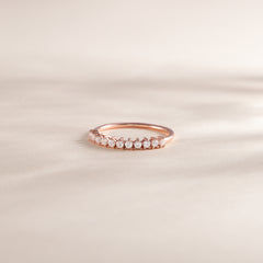 Women Minimalist 18k Rose Gold Vermeil Silver Half Eternity CZ Wedding Band
