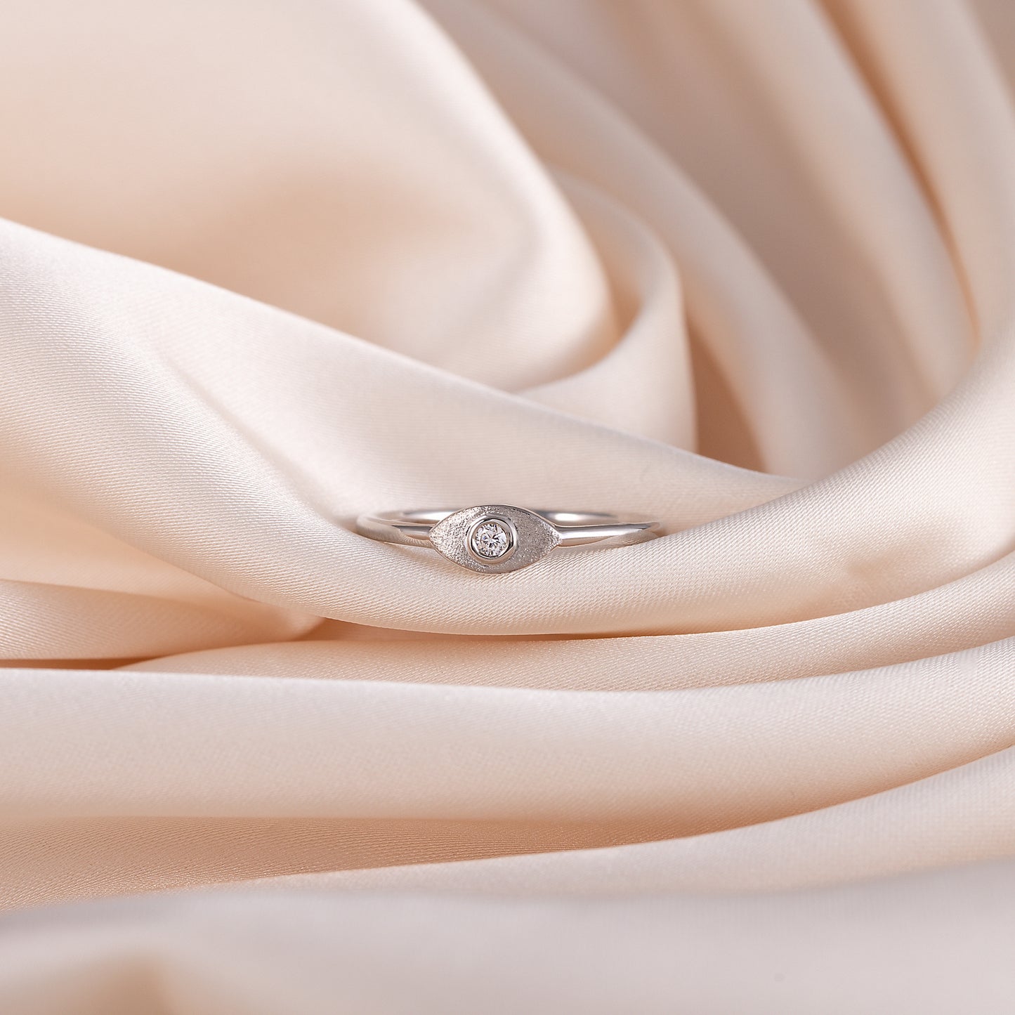 Dainty Minimalist 925 Sterling Silver Solitaire Bezel Set CZ Promise Ring for Her