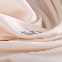 Dainty Minimalist 925 Sterling Silver Solitaire Bezel Set CZ Promise Ring for Her
