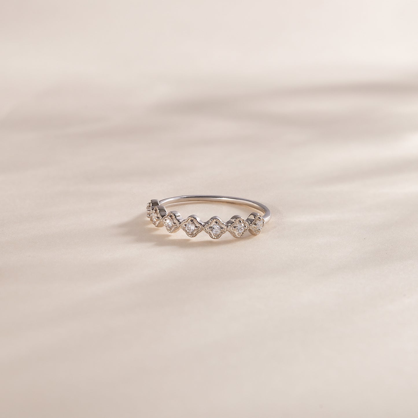 Women Vintage Style Art Deco 925 Sterling Silver Half Eternity CZ Wedding Band