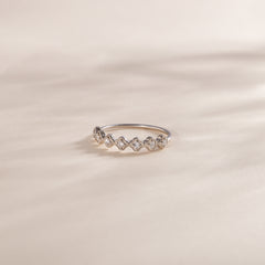 Women Vintage Style Art Deco 925 Sterling Silver Half Eternity CZ Wedding Band