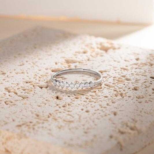 Minimalist Dainty 925 Sterling Silver Half Eternity CZ Promise Ring for Her, Stacking Ring
