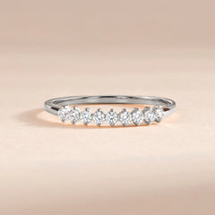 Minimalist Dainty 925 Sterling Silver Half Eternity CZ Stacking Ring for Her