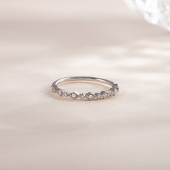 Women Minimalist 925 Sterling Silver Half Eternity CZ Wedding Band