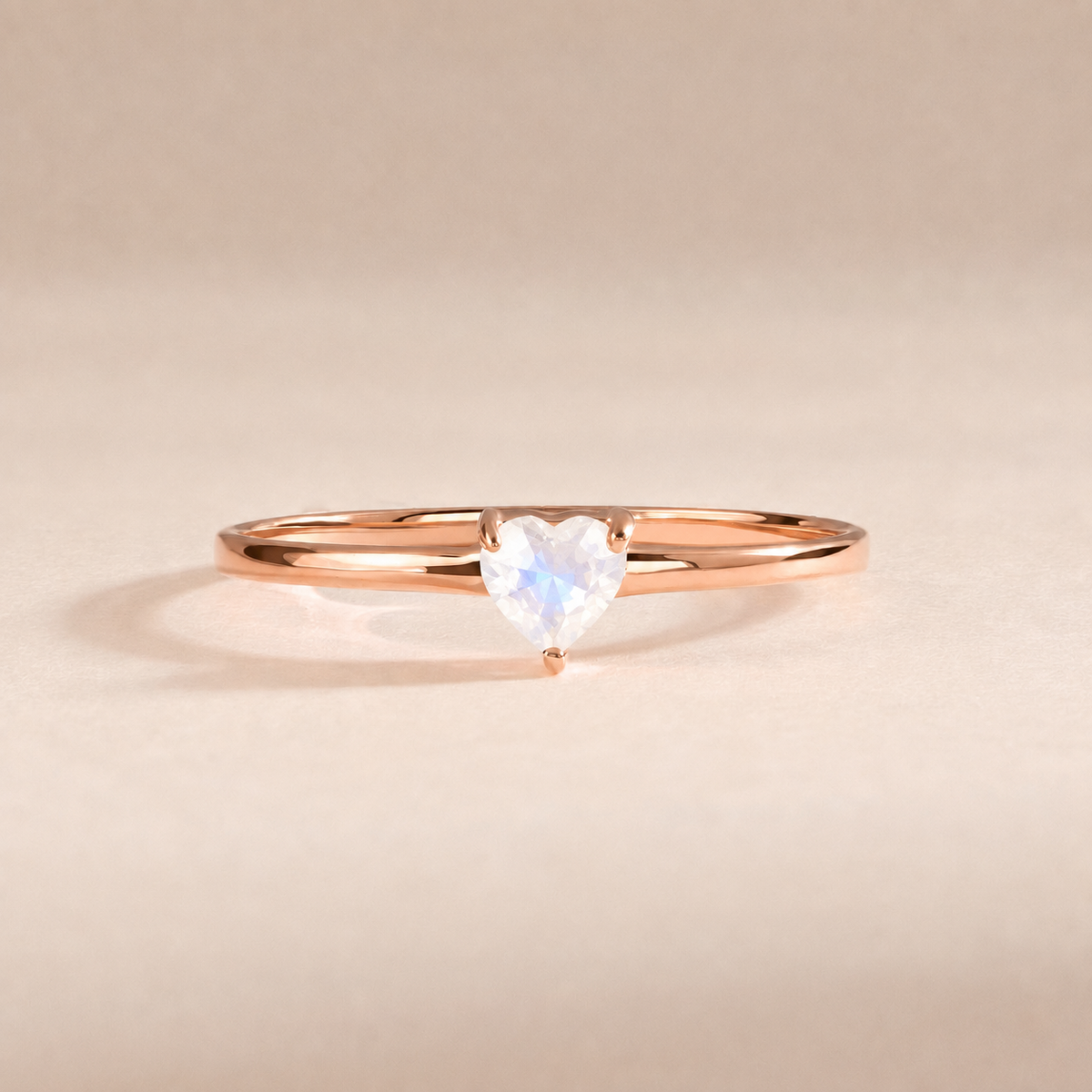 Evania Rose Gold Moonstone Heart Ring