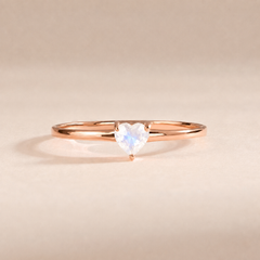 Evania Rose Gold Moonstone Heart Ring