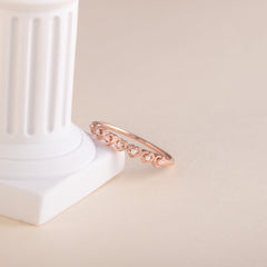 Women Delicate 18K Rose Gold Vermeil Silver CZ Heart Wedding Band