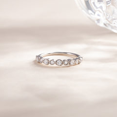 Women Unique 925 Sterling Silver Half Eternity CZ Wedding Band