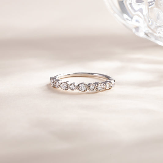 Women Unique 925 Sterling Silver Half Eternity CZ Wedding Band