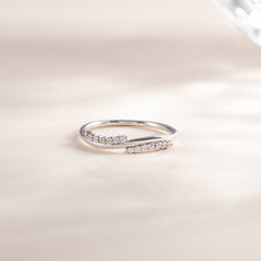 Women Dainty & Elegant 925 Sterling Silver CZ Wedding Band or Stacking Ring