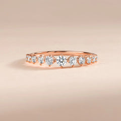 Half Eternity Dainty 18k Rose Gold Vermeil Wedding Band with Cubic Zirconia