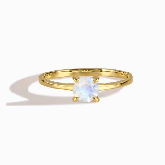 Elira Yellow Gold Moonstone Round Solitaire Ring