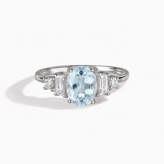 Mirelle White Gold Aquamarine Engagement Ring