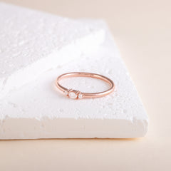 Women Minimalist Dainty 18K Rose Gold Vermeil Silver Oval CZ Promise Ring