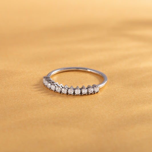 Women Dainty 925 Sterling Silver Half Eternity CZ Wedding Band