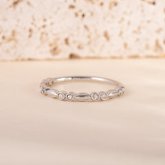Women Minimalist Delicate 925 Sterling Silver CZ Promise Ring or Stacking Ring