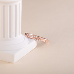 Women Minimalist 18K Rose Gold Vermeil Silver CZ Stacking Ring