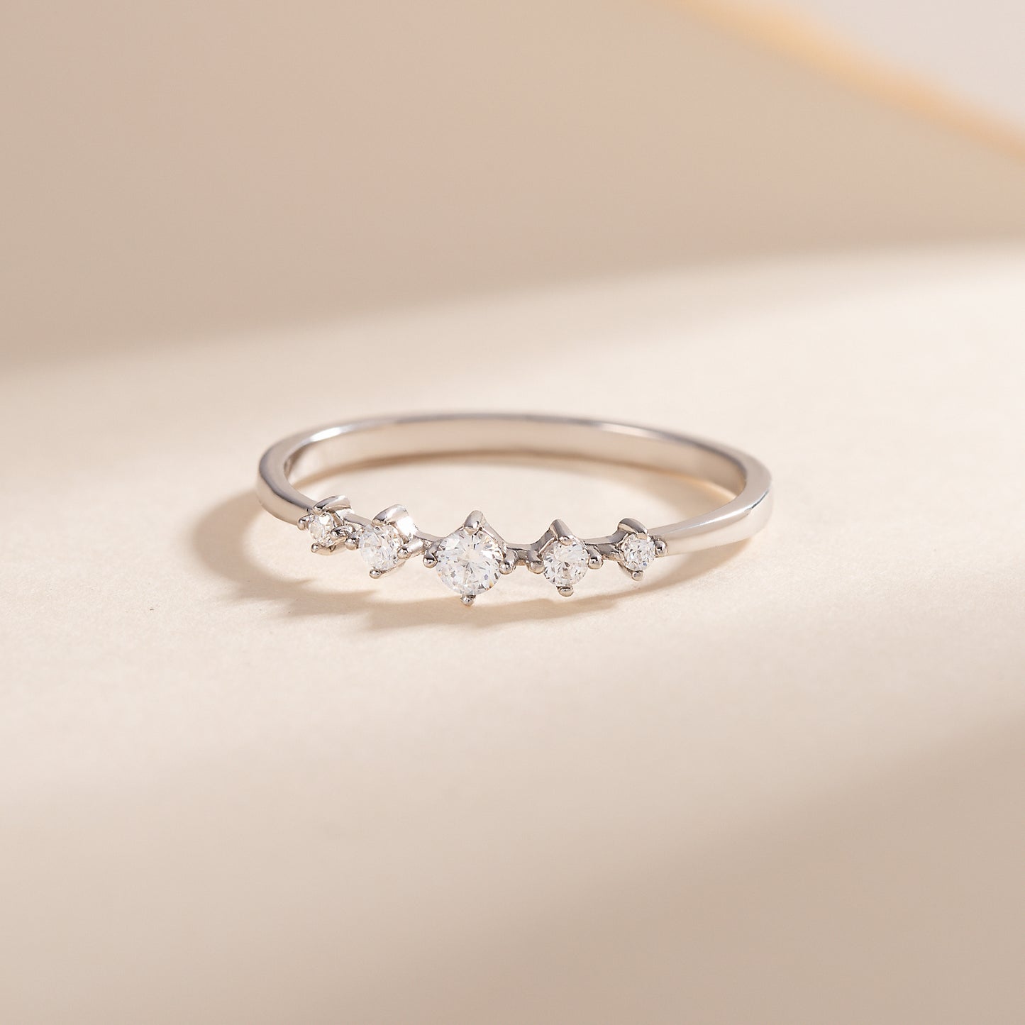 Dainty Minimalist 925 Sterling Silver CZ Promise Ring for Her