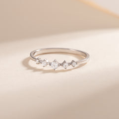 Dainty Minimalist 925 Sterling Silver CZ Promise Ring for Her