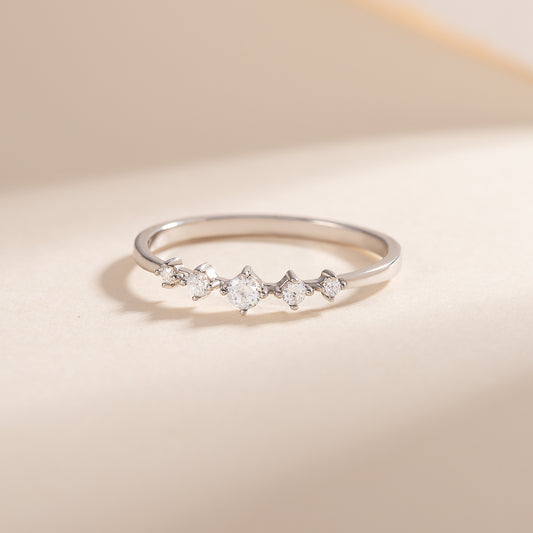 Dainty Minimalist 925 Sterling Silver CZ Promise Ring for Her