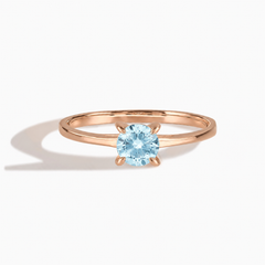 Elira Rose Gold Aquamarine Round Solitaire Ring