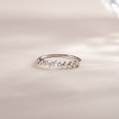 Women Minimalist Elegant 925 Sterling Silver CZ Cluster Wedding Band