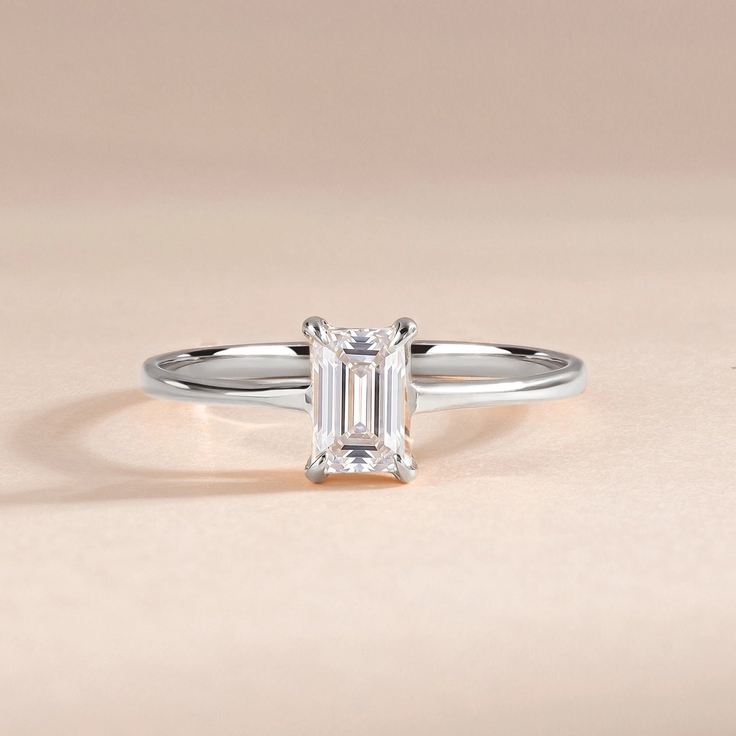 Dainty Minimalist 925 Sterling Silver Baguette Cubic Zirconia Solitaire Engagement Ring for Her
