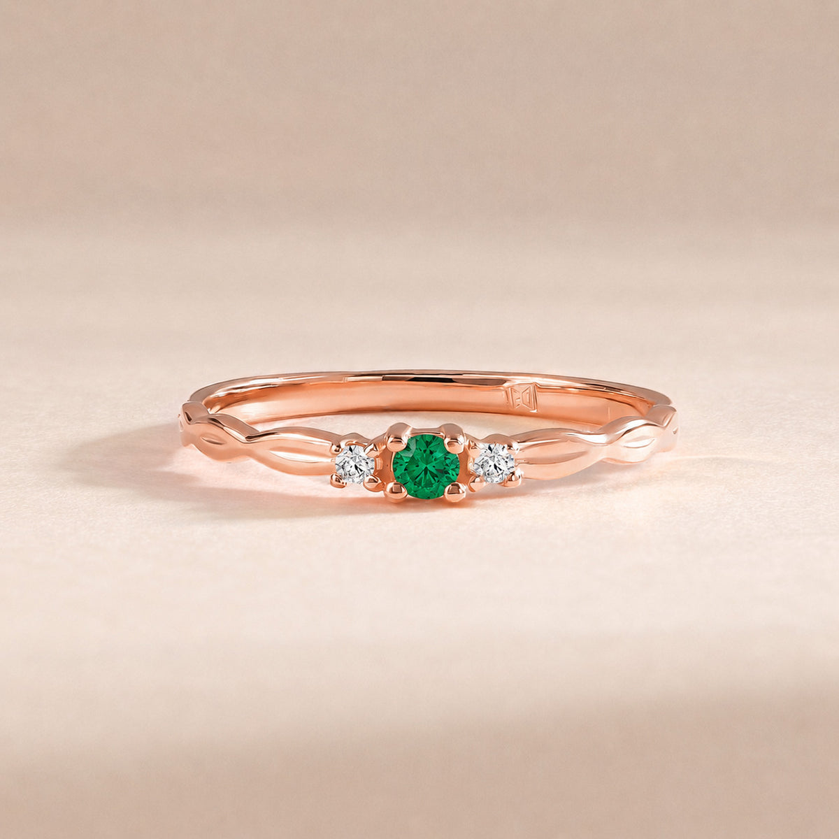 Sylvie Rose Gold Emerald Celtic Ring