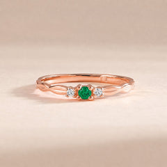 Sylvie Rose Gold Emerald Celtic Ring