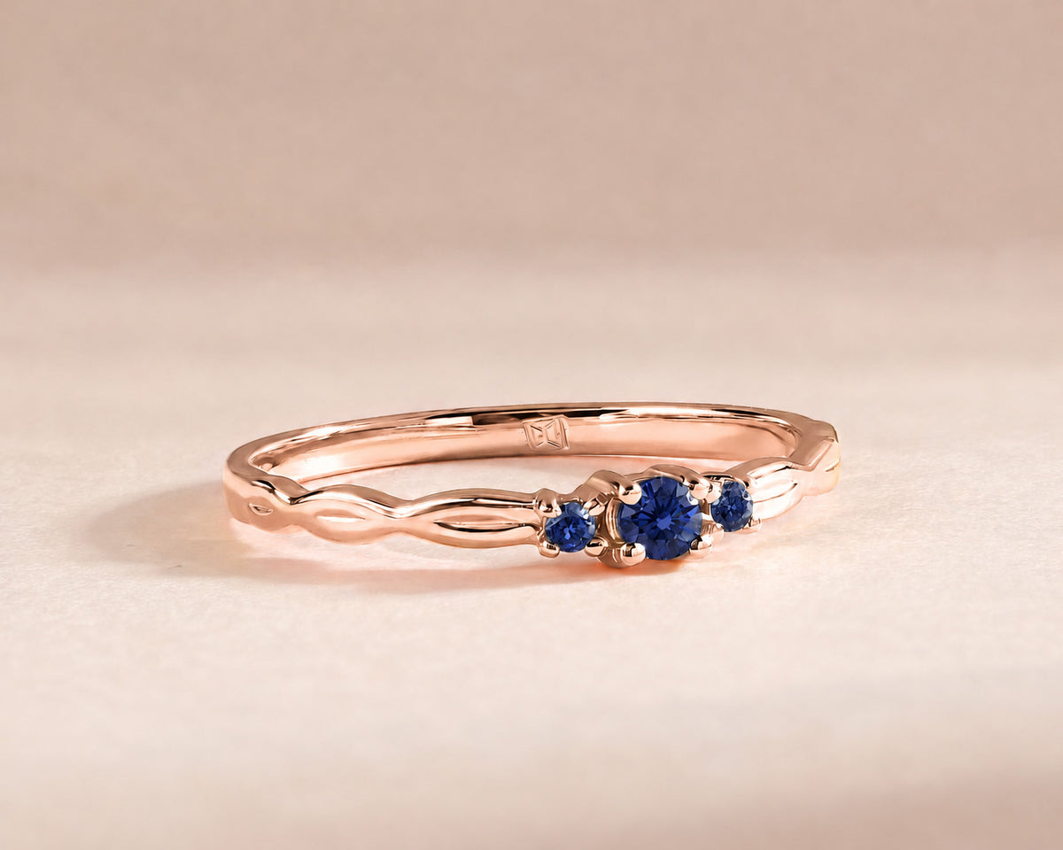 Sylvie Rose Gold Blue Sapphire Celtic Ring