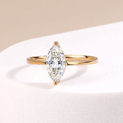 Solitaire 18k Yellow Gold Vermeil Marquise Cut CZ Engagement Ring