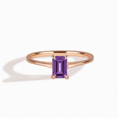 Solene Rose Gold Amethyst Solitaire Ring