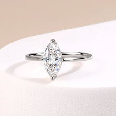 Women Unique 925 Sterling Silver Marquise Cut Solitaire CZ Engagement Ring