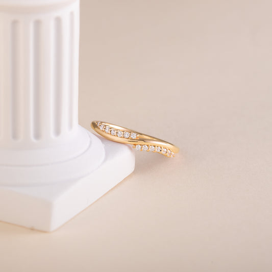 Women Minimalist 18K Gold Vermeil Silver CZ Wedding Band