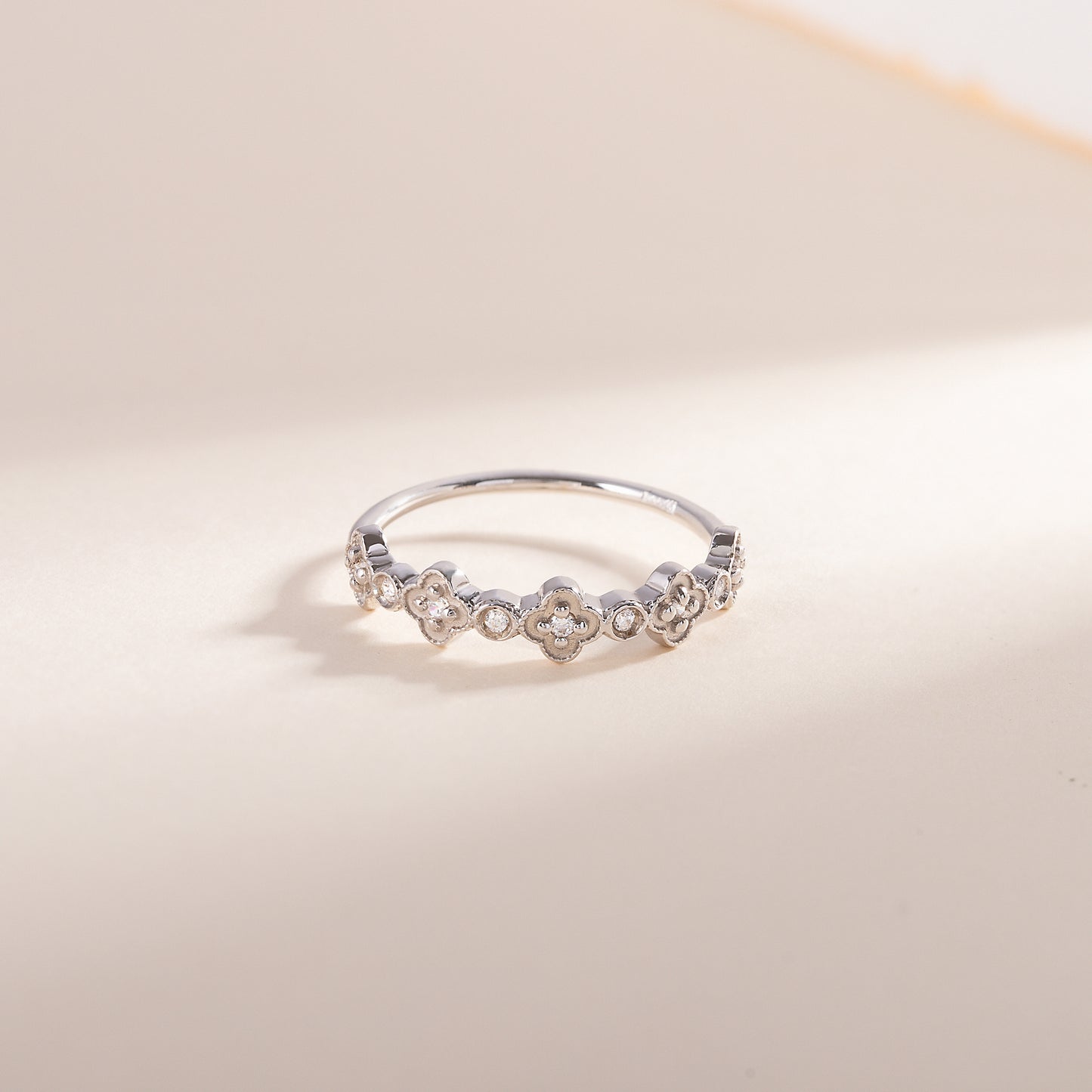 Unique Vintage Style Art Deco 925 Sterling Silver Half Eternity CZ Wedding Band for Her