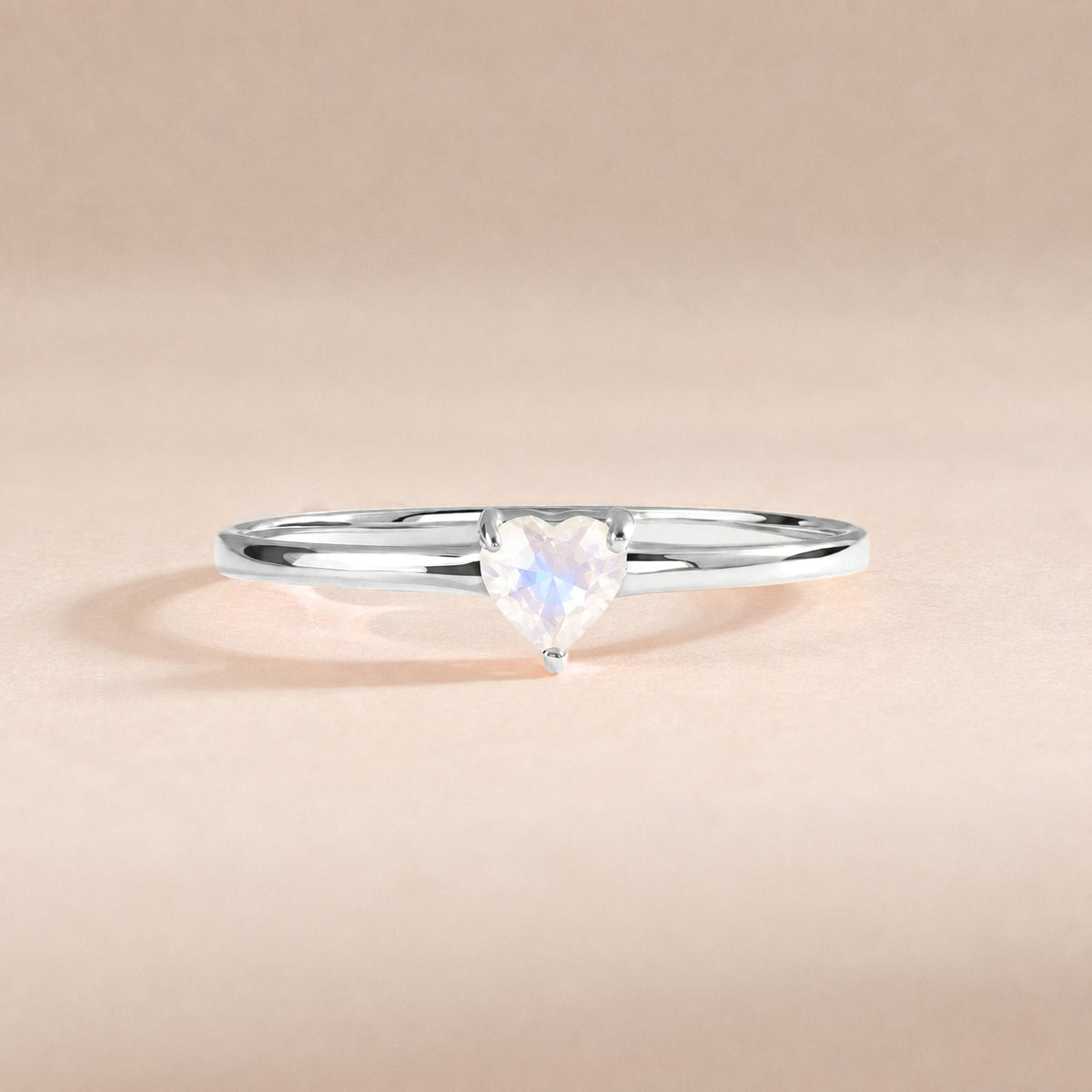 Evania White Gold Moonstone Heart Ring