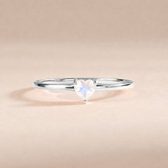 Evania White Gold Moonstone Heart Ring