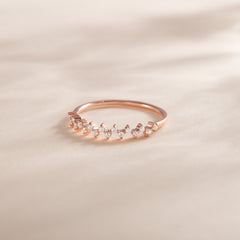 Dainty Minimalist 18k Rose Gold Vermeil Silver CZ Cluster Wedding Band for Her