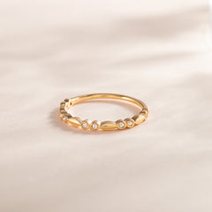 Women Minimalist 18k Yellow Gold Vermeil Silver CZ Promise Ring