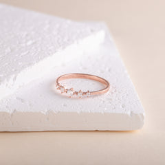 Dainty Minimalist 18k Rose Gold Vermeil Silver CZ Promise Ring for Her