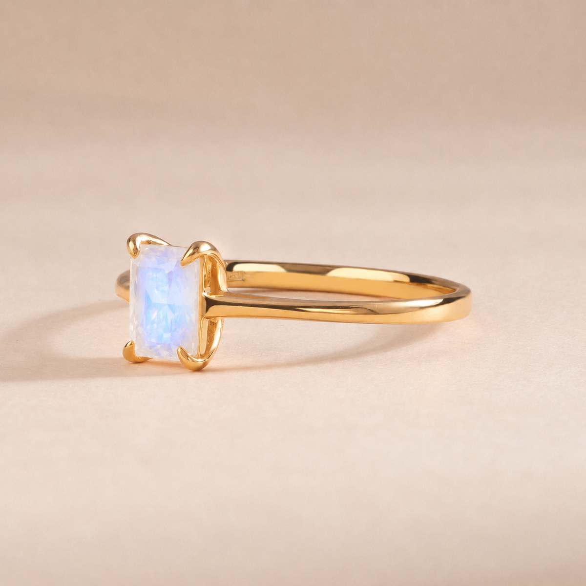 Solene Yellow Gold Moonstone Solitaire Ring